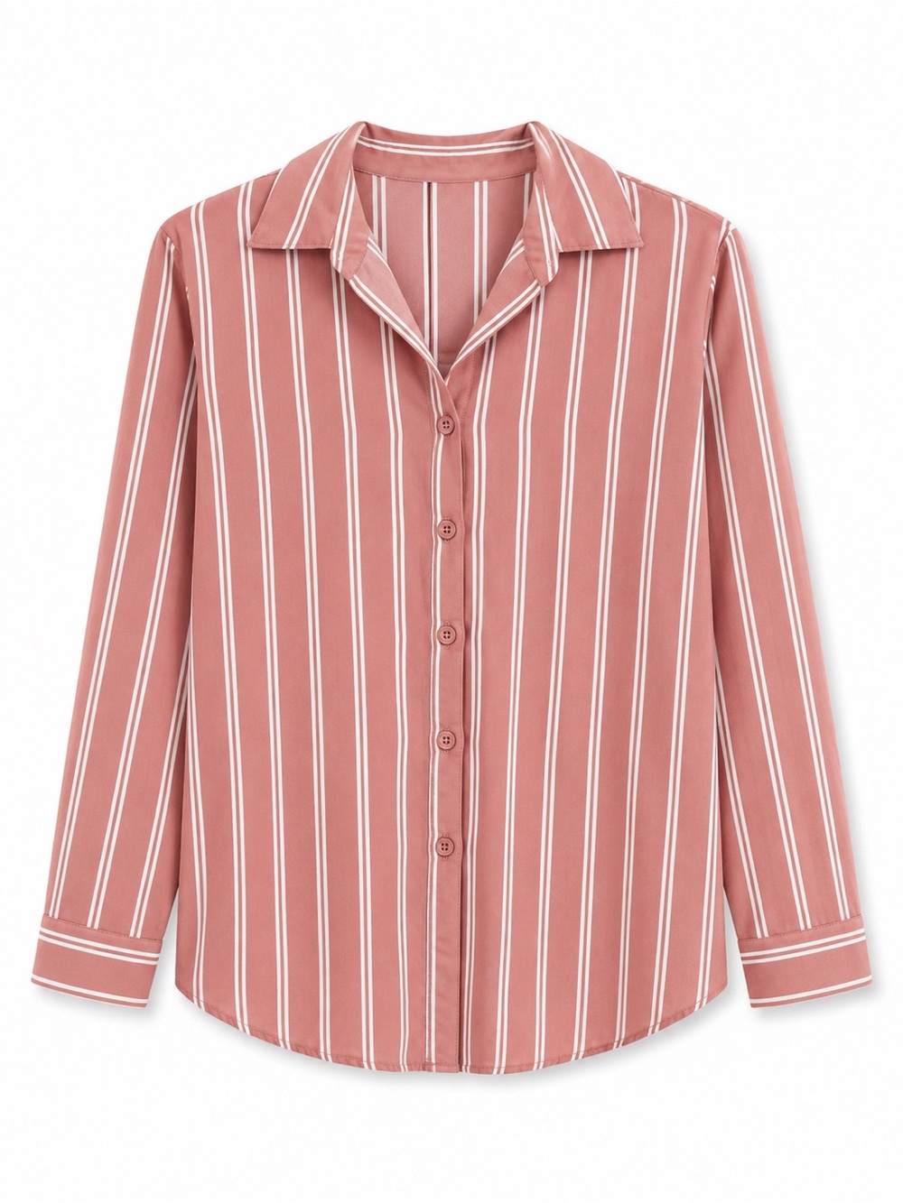 SHEIN Dusty Rose Striped Button Down Blouse | Size Small | NWOT